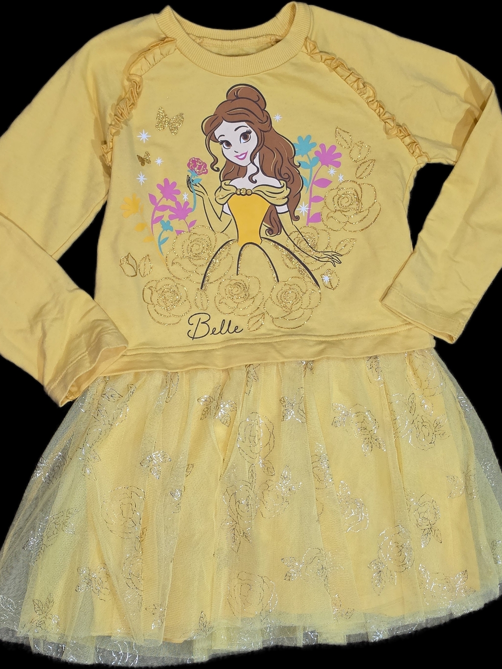 Disney Princess Belle Long Sleeve Sweatshirt Tulle Dress